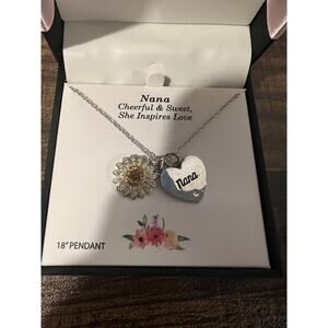 Truly Inspired silver-plated "Nana" heart and sunflower pendant necklace